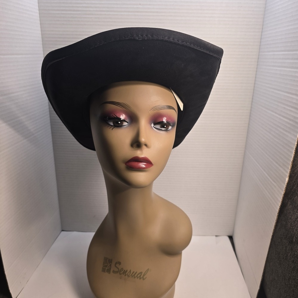 Waffle Black Cowboy Hat Turquoise Stone Chain Band Western MMT9686BK NWT